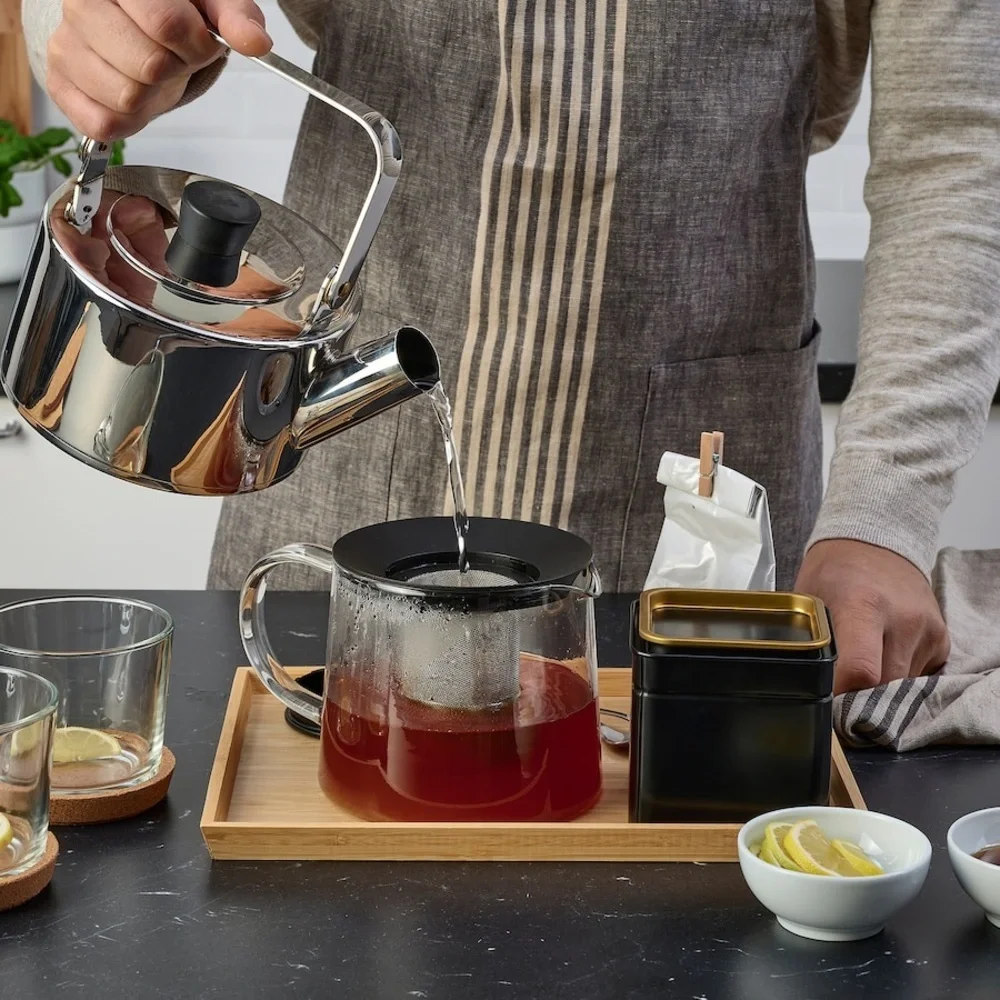IKEA RIKLIG Glass Teapot with Infuser, 1.6 qt, Heat-Resistant for Loose Leaf Tea
